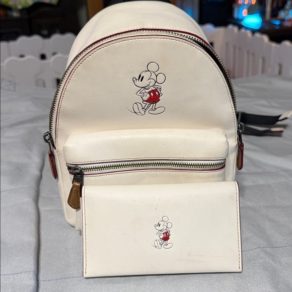 Coach Handbags - Coach White Backpack with Mickey Mouse Design and Wallet